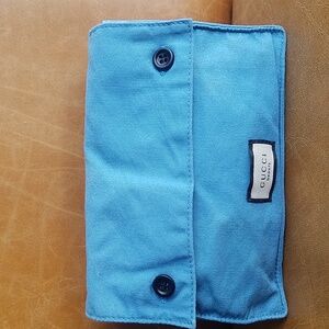 Gucci Foldable Blue Pouch Cosmetic Clutch Bag